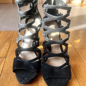 Vince Camuto Black Strappy Suede High Heel Sandals